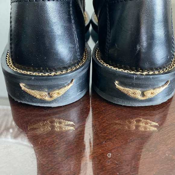 Zadig & Voltaire Laureen Chain Welt Smooth Boot in Noir Gold - Picture 5 of 14